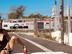 Awesome-looking older housewife is posing at home