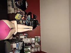 European bitch is taking off her underwear