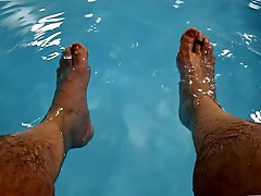 Relaxing at the poolside.